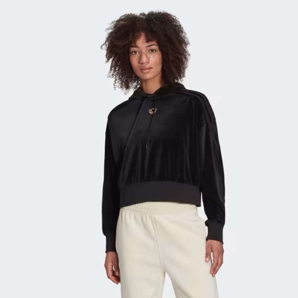 Adidas CROPPED HOODIE IN COZY VELOUR MÉLANGE